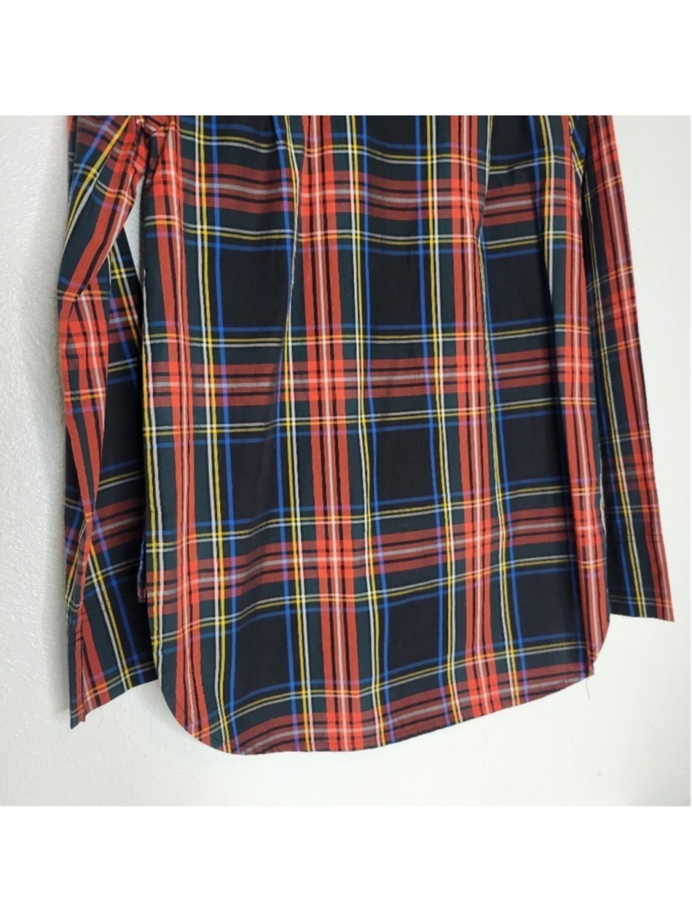 J. Crew Funnelneck Shirt in Stewart Tartan with Jeweled Buttons Women's Size 00 - Picture 12 of 12